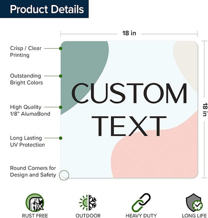 Custom Sign, Custom Street Sign, 11 Font Colors, 13 Font Styles, 4 Hole Options, 22 Sizes, 18x18 Inches, Rust Free DiBound, Fade Resistant, Made in USA by My Sign Center (Minimalist)