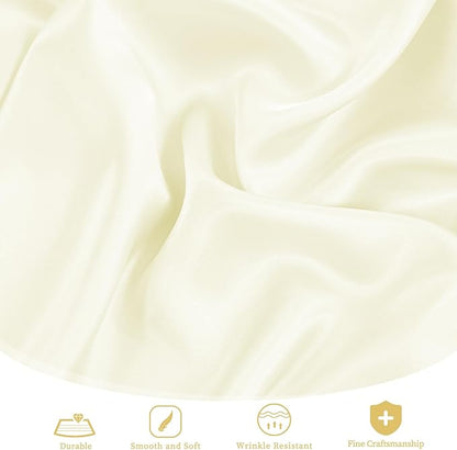 fani 12 Pack 120 Inch Ivory Satin Tablecloth - Premium Bright Silky Round Tablecloth Overlay Smooth Fabric Table Cover, Table Decoration for Wedding Party Banquet Events Restaurant Kitchen Dining