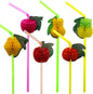 BLUE TOP Tropical Fruit Straws 9.65 Inch 100 PCS Colorful Fruit design Drinking Straws for Cocktail,Milkshake,Juice, Decoration & Add Atmosphere for Party,Bar