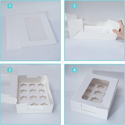 Yeplan 20 Packs Cupcake Boxes,12 Count Cupcake Boxes with Clear Window,13.4x9.8x4 Inch Cookie Boxes,Cupcake Containers,Bakery Boxes for Birthday,Wedding,Party