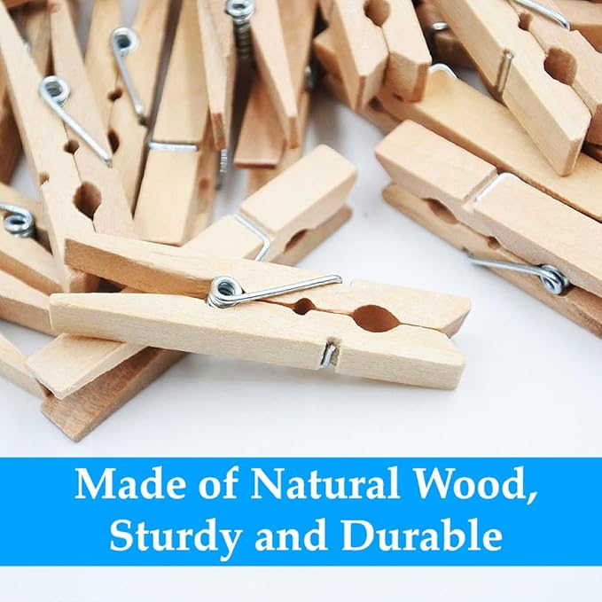 OBTANIM 100 Pack Wooden Clothespins 4 Inch Heavy Duty Clothes Clips for Hanging Clothes Art, Crafts, Photo Outdoor Pictures Displays