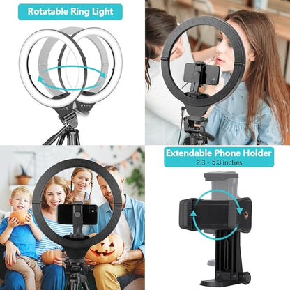 Sensyne 14" Ring Light with Tripod Stand, LED Circle Light with Phone Holder, for Photo Selfie, Video Recording, Zoom Meeting