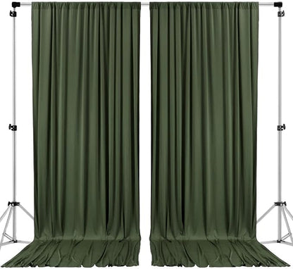 AK TRADING CO. 10 feet x 8 feet IFR Polyester Backdrop Drapes Curtains Panels with Rod Pockets - Wedding Ceremony Party Home Window Decorations - Olive Green