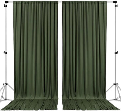AK TRADING CO. 10 feet x 10 feet Olive IFR Polyester Backdrop Drapes Curtains Panels with Rod Pockets - Wedding Ceremony Party Home Window Decorations