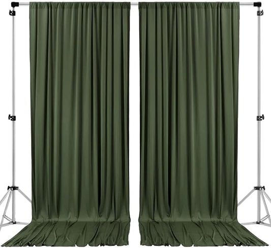 AK TRADING CO. 10 feet x 10 feet Olive IFR Polyester Backdrop Drapes Curtains Panels with Rod Pockets - Wedding Ceremony Party Home Window Decorations