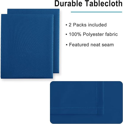 Hiasan 2 Pieces Royal Blue Tablecloth Rectangle - Waterproof and Washable Fabric Table Cloth for Card Tables, 30 x 60 Inch