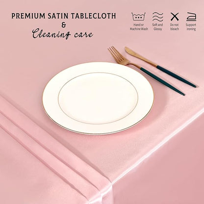 6 Packs Satin Tablecloth 57 x 108 Inch Rose Gold Rectangular Table Cloth Silk Tablecloth Smooth Fabric Overlay Satin Table Cover Decoration for Wedding Party Banquet Events