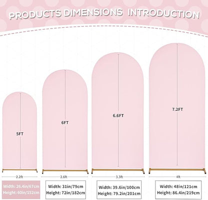 SoarDream Arch Backdrop Cover Pink Spandex Fitted 5FT Pink Wedding Arch Covers Balloon Round Top Chiara Arch Backdrop Fabric for Bridal Shower Wedding Birthday Party Stage Decoations
