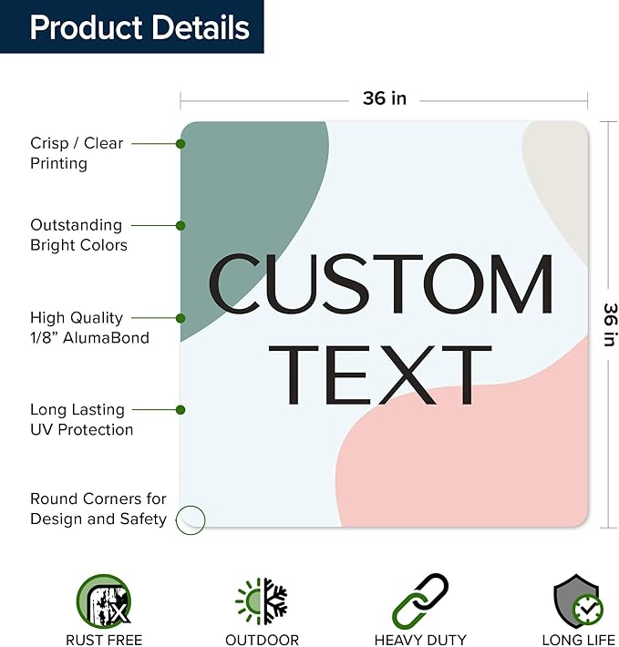 Custom Sign, Custom Street Sign, 11 Font Colors, 13 Font Styles, 4 Hole Options, 22 Sizes, 36x36 Inches, Rust Free DiBound, Fade Resistant, Made in USA by My Sign Center (Minimalist)