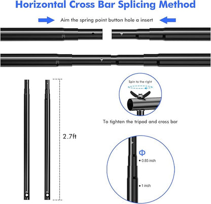 SLOW DOLPHIN 10x 8.5 ft Photo Backdrop Stand, Adjustable Photography Background Support System Stand for Photo Video Studio with Carrying Bag, Clips, Clamps