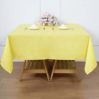 Efavormart 70" Yellow Square Polyester Tablecloth for Dining Table, Wedding, Party, Event, Banquet, Restaurant Decoration