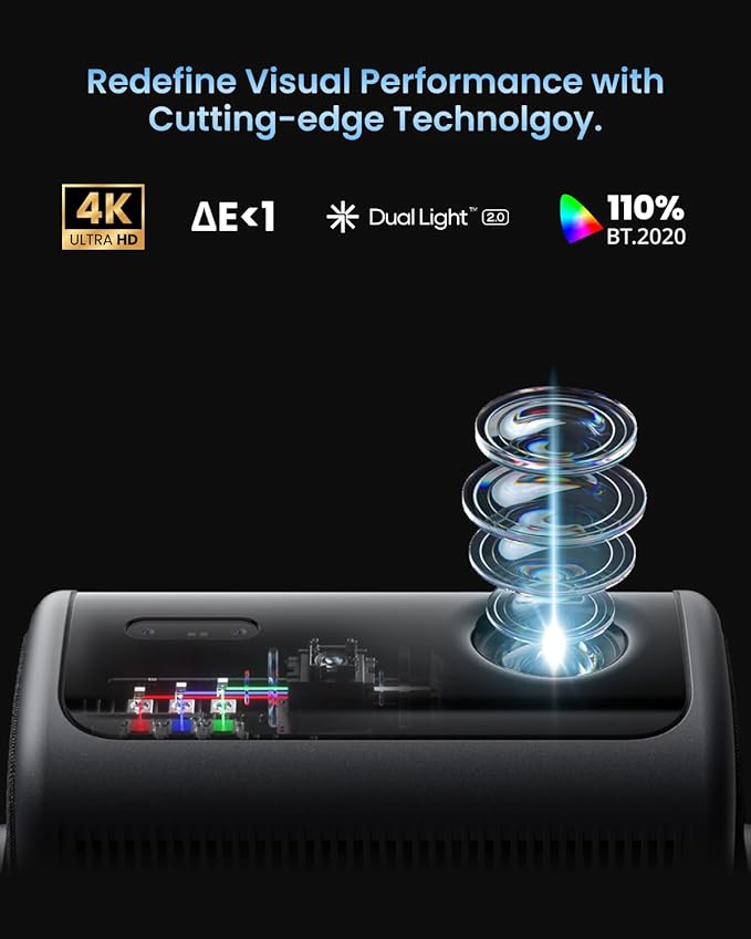 Dangbei MP1 MAX Triple Laser 4K Projector - 3100 ISO Lumens, 110% BT.2020, Google TV with Netflix Officially, 300'' Display, 2x12W Dolby Audio DTS:X, HDR10+, Blu-ray 3D