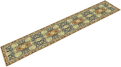 Vintage Boho Floral Table Runner, Elegant Luxurious Rustic Country Farmhouse Navy Blue Gold Retro Flower Pattern for Home Kitchen Table Decor Dining Coffee Room Party Decor 13x108in