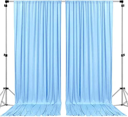 AK TRADING CO. 10 feet x 10 feet Polyester Backdrop Drapes Curtains Panels with Rod Pockets - Wedding Ceremony Party Home Window Decorations - Light Blue (DRAPE-5X10-LTBLUE)