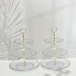 RAUVOLFIA 3 Tier Cupcake Stand, Small Tiered Serving Cake Stand, Transparent Plastic Dessert Stand, Weddings Parties Pastry Serving Tray (2 Pack, Clear Plate with Gold Rim)