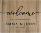 Andaz Press Large Wooden Welcome Sign for Wedding, Rustic Welcome Sign 16" x 20" Custom Names & Date, Woodland Wedding Signage, English Oak MDF Wood Finish Wedding Reception Indoor Outdoor Signs