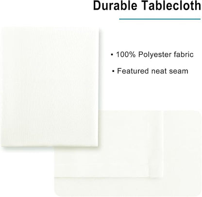 Hiasan Ivory Tablecloth Square - Waterproof and Spillproof Washable Fabric Table Cloth for Card Tables, 54 x 54 Inch