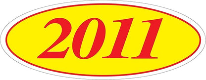 EZ-Line Oval Model Windshield Year Stickers for Car Windows Red and Yellow Large Vinyl Dealership Supplies 1 Dozen Pro Pack (2011)