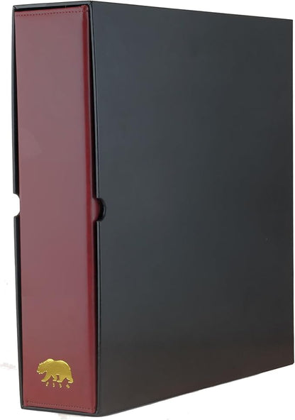 Ursae Minoris Estate Library Deluxe 4 Q-Ring Large Format Binder for Up to 1200 Sports/Trading Cards - Burgundy with Black Slipcase