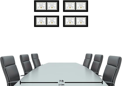 Creative Picture Frames 14X30Bk-B Black Horizontal Double Diploma Frame With 2 Opening Black Mat, Holds 2-11X14-Inch Documents With Wall Hanger
