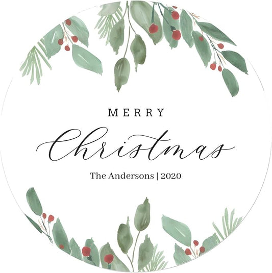 Custom Stickers for Weddings, Birthdays & Businesses - Personalized Labels with Your Logo - Waterproof, Fade and Heat Resistant - Pack of 100-1000 (Wreath F, 1.5 Inch)