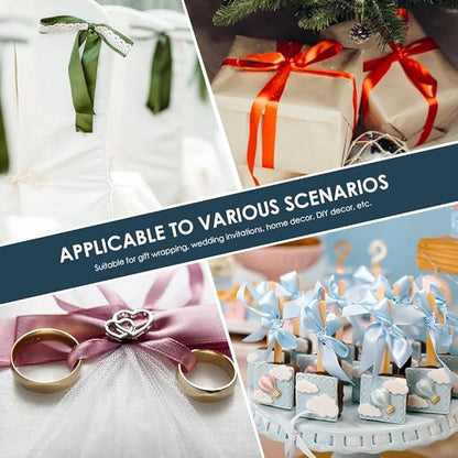 KMER LIFE 1-1/2" Wide x 50 Yards Silvery Single Faced Polyester Satin Ribbon, Silvery Satin Ribbon Perfect for Wedding Decor, Wreath, Crafts, Gift Wrapping & Other Projects (Silvery)