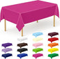 12 PCS Rose Red Disposable Tablecloth, Rectangle Plastic Table Cover, Elegant Smooth Table Cloth, 54 X 108 IN Hot Red Disposable Tablecloth for Birthday Parties, Weddings, Picnics, and Outdoor Events