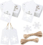 jijAcraft Christmas Gift Tags - 100Pcs Christmas Tags with String, Blank Xmas Name Labels, White Paper Hollow Trees, Rudolph, Snowflake Shapes Holiday Labels for Xmas Party Favors, DIY Crafts, Jar