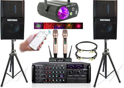 SINGTRONIC Professional 2000 WATTS Complete Karaoke System Package Free: Unlimited YouTube Songs, Built HDMI, Voice Record, Optical/Coax