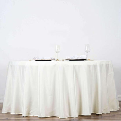 Efavormart Round Tablecloth, 120 Inch Stain & Wrinkle Resistant Washable Table Cloth, Decorative Polyester Fabric Table Cover for Banquet, Wedding, Dining - Ivory
