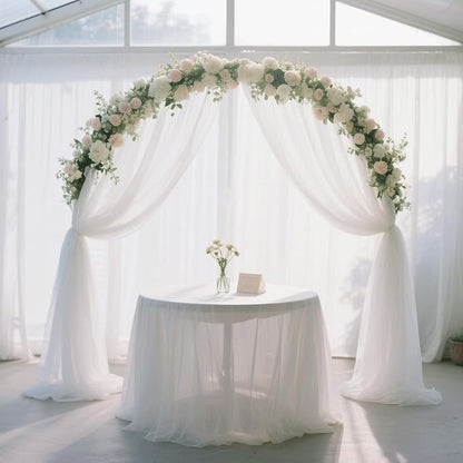 Wedding Arch Draping Fabric 29" x 18 FT White Sheer Chiffon Outdoor Curtain Drapes for Wedding Birthday Party Ceremony Decor(1 Panel, White)