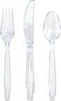 400 Count Heavy Duty Clear Plastic Silverware, 160 Forks, 160 Spoons, 80 Knives, BPA-Free and Heat Resistant, Disposable Cutlery set, Premium Clear Utencils for Party and Daily Use