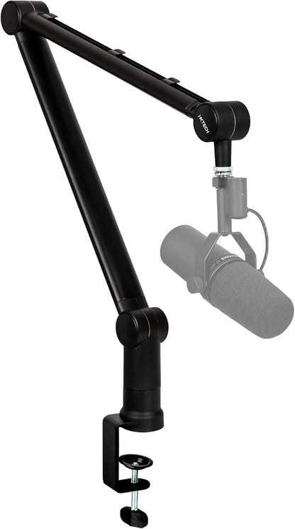 IXTECH Boom Arm - Adjustable 360° Rotatable Microphone Sturdy Stainless Steel Mic Desk, Table Stand Foldable Scissor Stable Mount Arms for Radio Studio, Podcast, Gaming