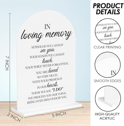 In Loving Memory Wedding Sign, In Memory Wedding Sign for Engagement Bridal Shower Decor fo Ceremony Reception Party, Weddings White Acrylic Sign