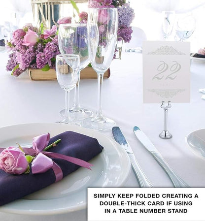 Paisley Wedding Table Numbers (Select Color/Quantity), Champagne, Silver, 1-90, Double Sided, Tent or Use in a Stand, Great for Parties & Restaurants - Made in the USA
