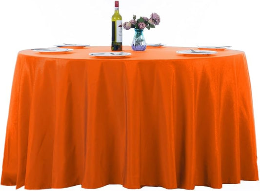 Ascoza 2pack 120 Inch Orange Round Tablecloth in Washable Polyester Fabric for Wedding/Banquet/Restaurant/Parties
