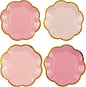 48Pcs Light Pink Scalloped Party Plates - 7inch Gold Foil Gradient Pink Dessert Paper Plate Disposable Cake Plates for Birthday Bridal Baby Shower Wedding Party Decorative Supplies