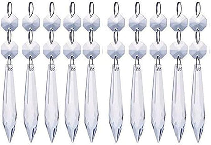 H&D 10pcs 63mm Chandelier Crystals Ornament - Clear Crystal Chandelier Prisms Icicle Drop Pendants
