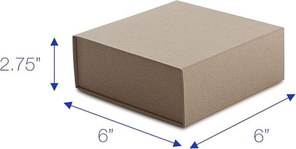 CECOBOX - Gift Boxes with Lids for Presents 6"x6"x2.75" - Matte, Collapsible Magnetic Closure Gift Box - Groomsmen & Bridesmaid Proposal Boxes, Wedding, PR, Birthdays, Holidays (Kraft)
