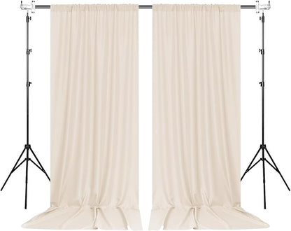 MEETSKY Beige Backdrop Curtains 10ft x 10ft for Wedding Birthday Baby Shower Photography Backdrop Fabric Curtains Drapes Home Window Decorations Rod Pocket Window Drapes,5ft x 10ft, 2 Panels