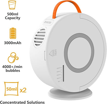 Bubble Machine Automatic Bubble Blower for Kids Toddlers Rechargeable Battery Portable Bubble Maker Electric Bubble Machine Auto Rotating 90°/360° Outdoor Toy for Birthday Party Wedding