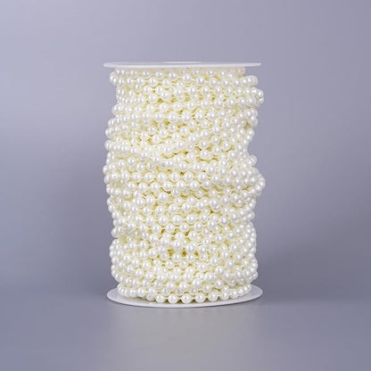 27 Yards/82 Feet Pearl Garland Craft String Pearls, Faux Pearl for Wedding Party Decoration, Christmas Tree Decorations and DIY Crafts (Ivory, 6 mm 82 Feet)