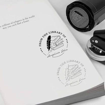 Book Embosser Personalized - Embosser Stamp Custom for Book, Cards, Paper, Napkins, Perfect for Book Lovers, Personal Library and Wedding, A Thoughtful Gift for Any Occasion - Books