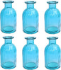 6 Sets Glass Bud Vase Small Vases for Flowers, Blue Vase Set for Centerpieces Home Decorative Mini Bud Vases in Bulk, Round Vintage Glass Bottles,2.85"X 5.4"