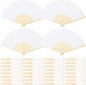 Aneco 36 Pieces Handheld Paper Fans Paper Folding Fans with Bamboos for Wedding Gift, Party, Home, DIY, White