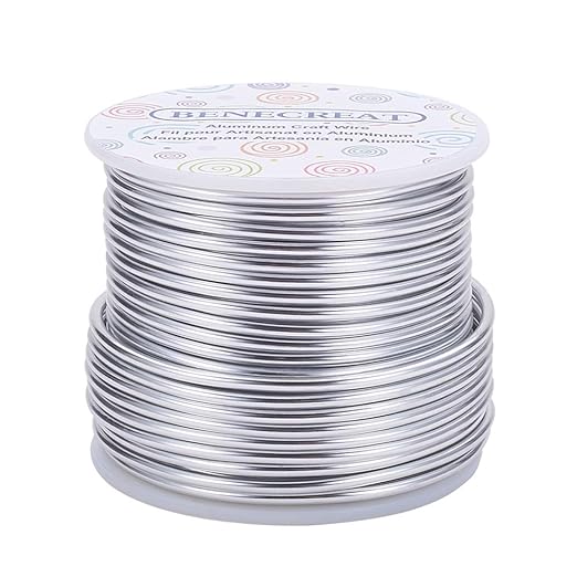 BENECREAT 10 Gauge Jewelry Craft Aluminum Wire 80 Feet Bendable Metal Sculpting Wire for Christmas Craft Floral Model Skeleton Making (Silver, 2.5mm)