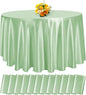 fani 12 Pack 108 Inch Sage Green Satin Tablecloth - Silky Round Tablecloth Overlay Smooth Fabric Table Cover, Bright Table Decoration for Wedding Party Banquet Events Restaurant Kitchen Dining