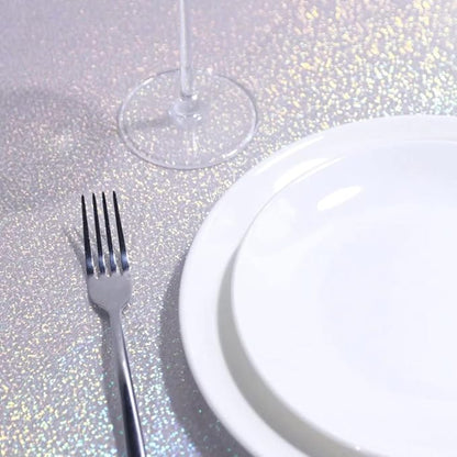 Fitable Silver Sequin Tablecloth for Parties 60x84 Inch - Sparkle Glitter Table Cloth Laser Rectangle Table Cover Overlay for Wedding Baby Shower Ceremony Birthday Cake Table Holiday Banquet
