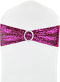 25 Pcs Sequin Chair Sashes Stretch Chair Bands Spandex Polyester Bows for Party Hotel Wedding Banquets Decoration - Magenta