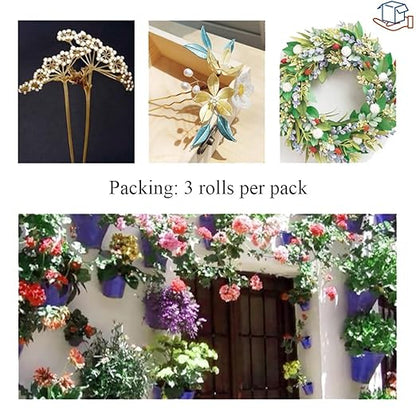 HAHIYO 26Gauge Rose Red Metal Floral Wire - 3 Rolls, 115 Yards (345 Feet) - Flexible Paddle Wire for Craft, Christmas Wreath, Flower Arrangement, Bouquet Wrapping, Wedding, DIY